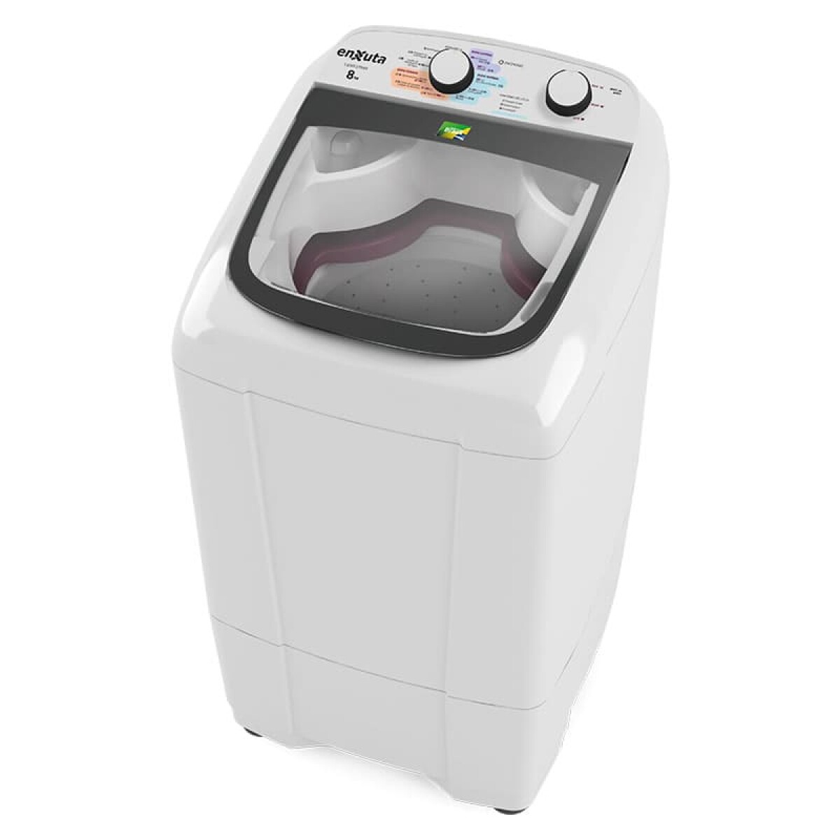 Lavarropa Automático Carga Superior 8 kg con Bomba y Tapa de Vidrio - Brasil -- Enxuta -- LENX27880 