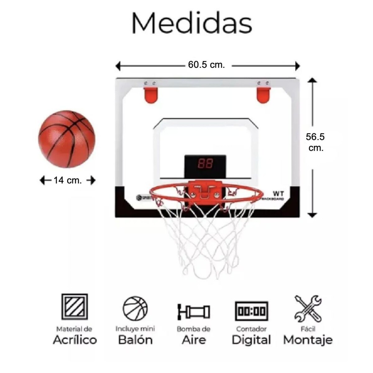 Tablero basketbol - 56.5 x 60 x 30 cm. LT3010 