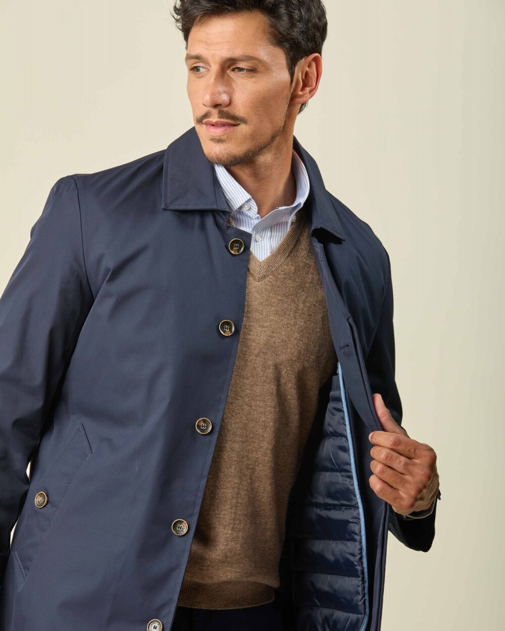 Gabardina Algodón Azul