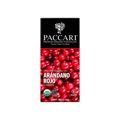 Chocolate Orgánico con Arándano Rojo 50 g Paccari Chocolate Peccari Org Arandano