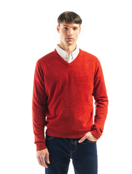 Buzo Cashmere Escote V Terracota Melange