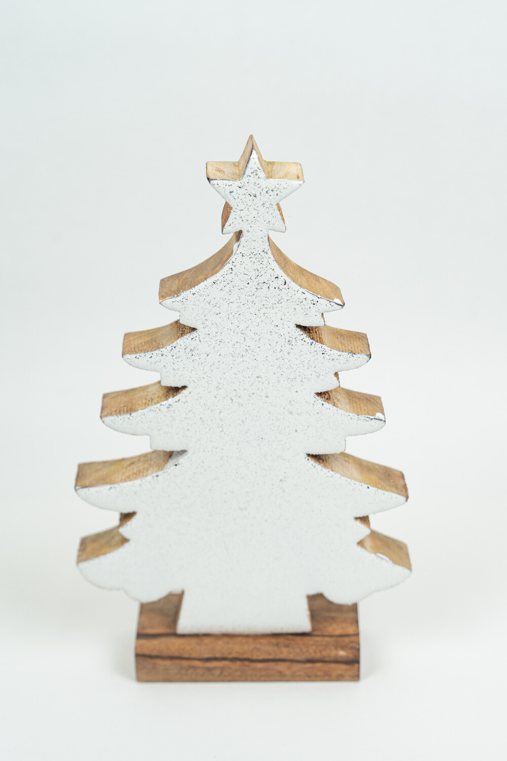 Deco Navidad árbol De Madera Con Base Color Unico