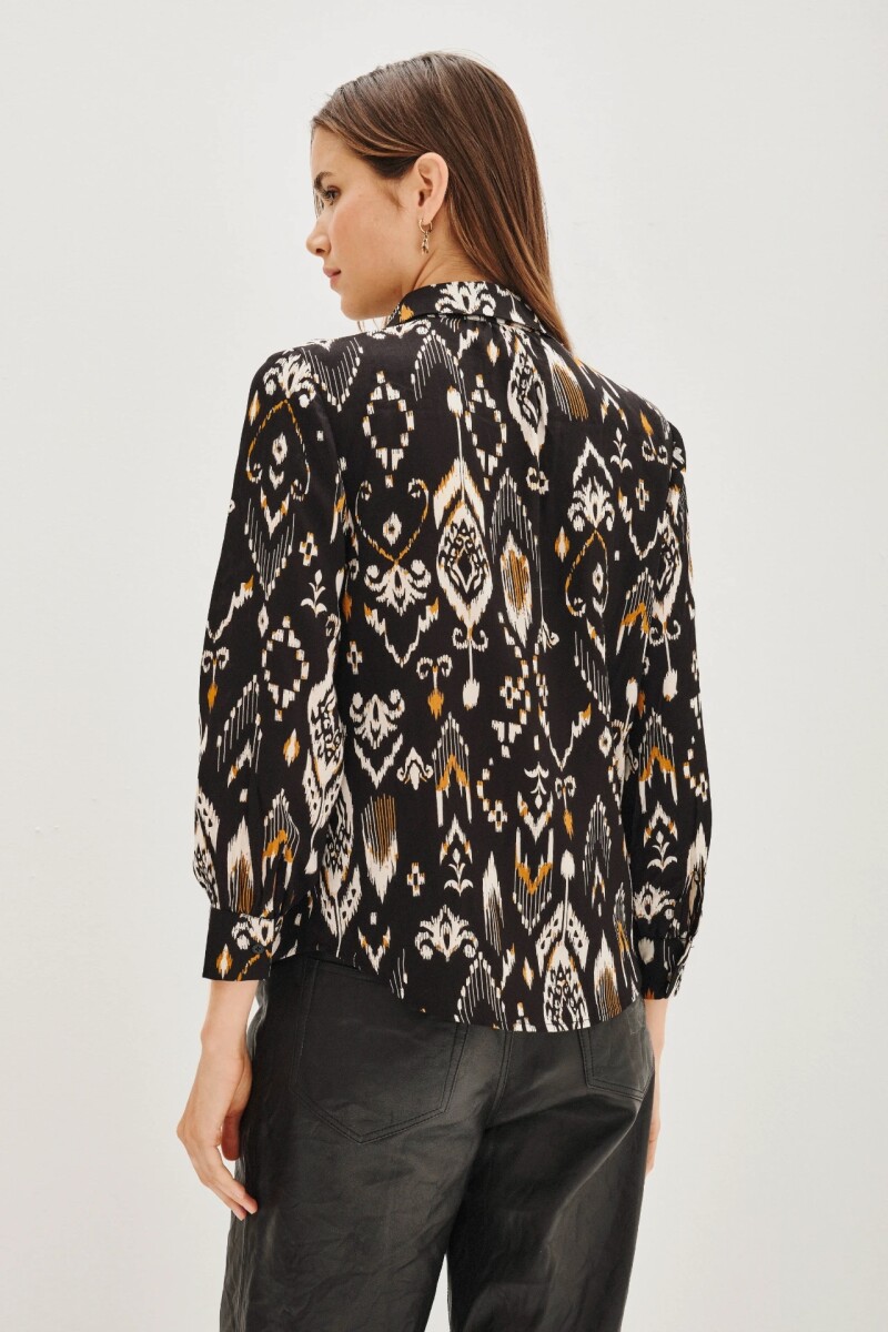 Camisa Hiroko Ikat Negro