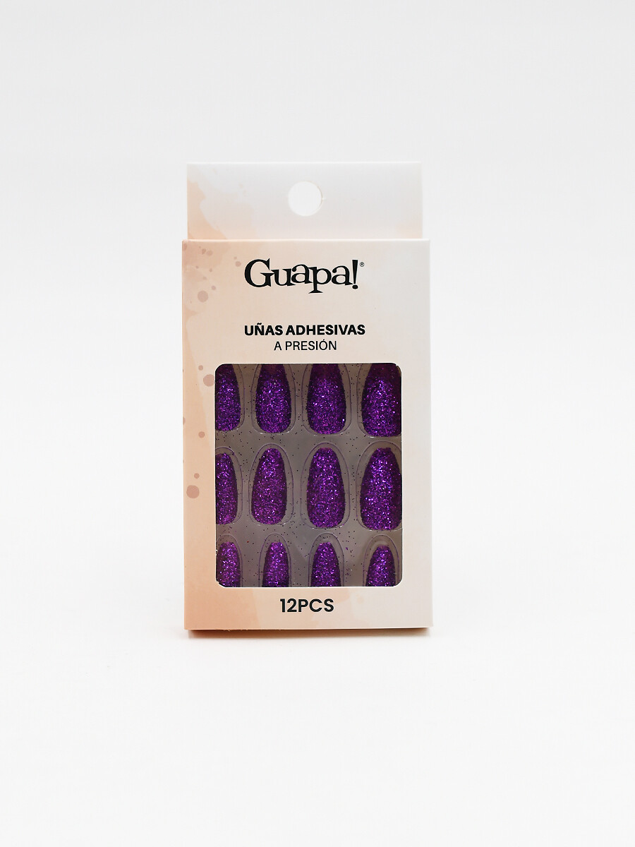 UÑAS POSTIZAS BRILLO DE SILICONA X12 - VIOLETA 