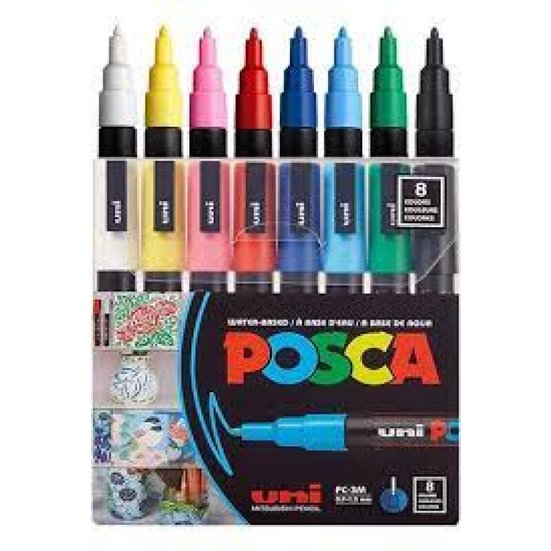 Marcador de Pintura Uni-Posca - Surtidos Colores - Juego de 8 - PC3M Marcador de Pintura Uni-Posca - Surtidos Colores - Juego de 8 - PC3M