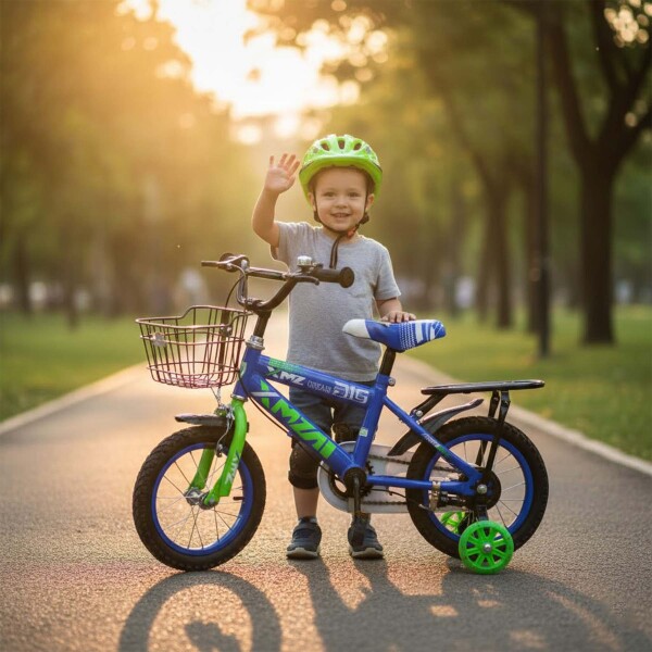 Bicicleta Infantil XMZ Rodado12 Canasto Parrilla Guardabarro Azul 1