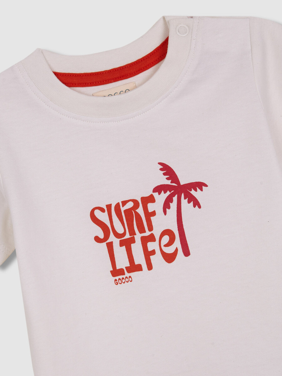 Camiseta Estampado Surf Life Blanco