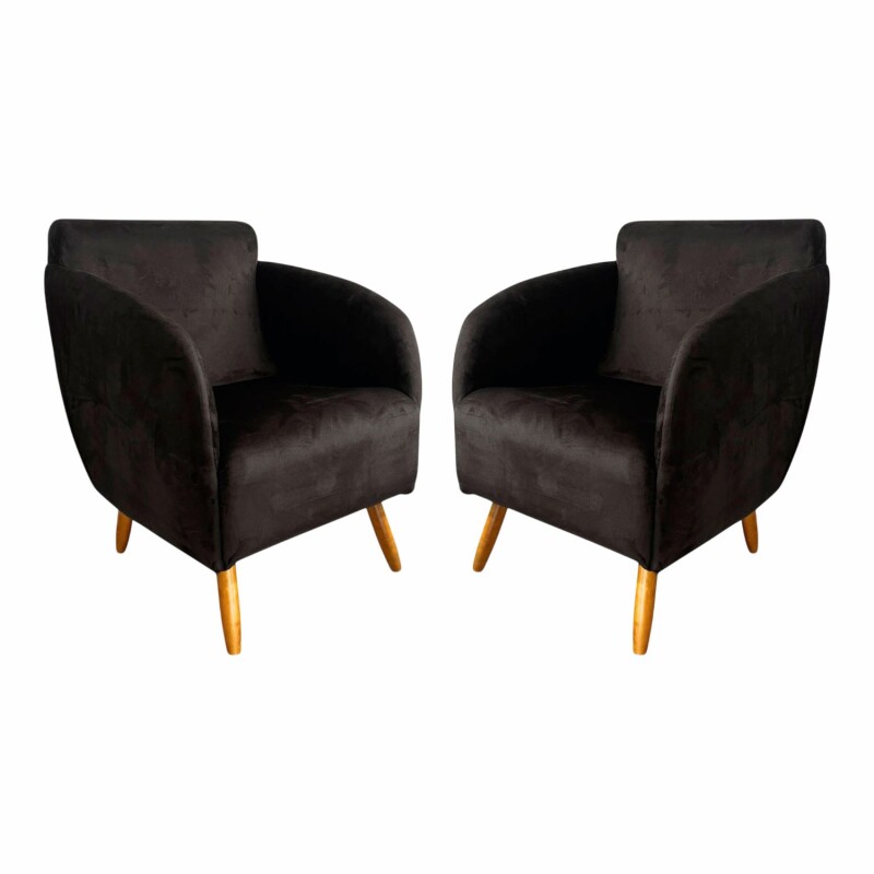 Pack x2 Sillón poltrona 1 cuerpo Lumax Kira nórdico de tela Negro