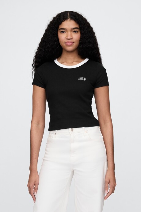 Remera Mini Logo Gap Mujer Black White Pk