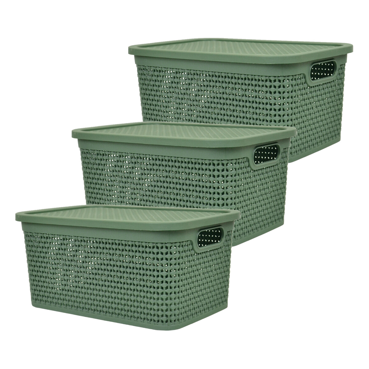 Set x3 Caja simil ratán - VERDE 