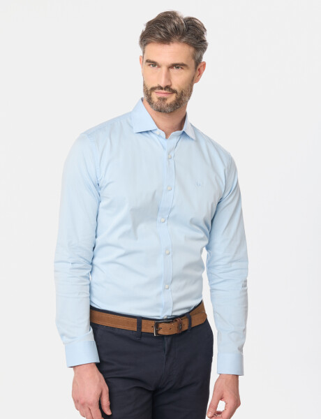 CAMISA DE VESTIR CON SPANDEX Celeste
