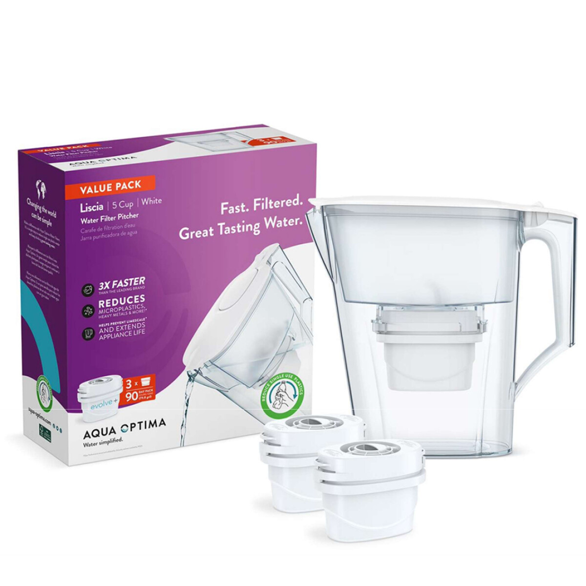 Jarra Liscia + 3 Filtros Evolve - BLANCO 