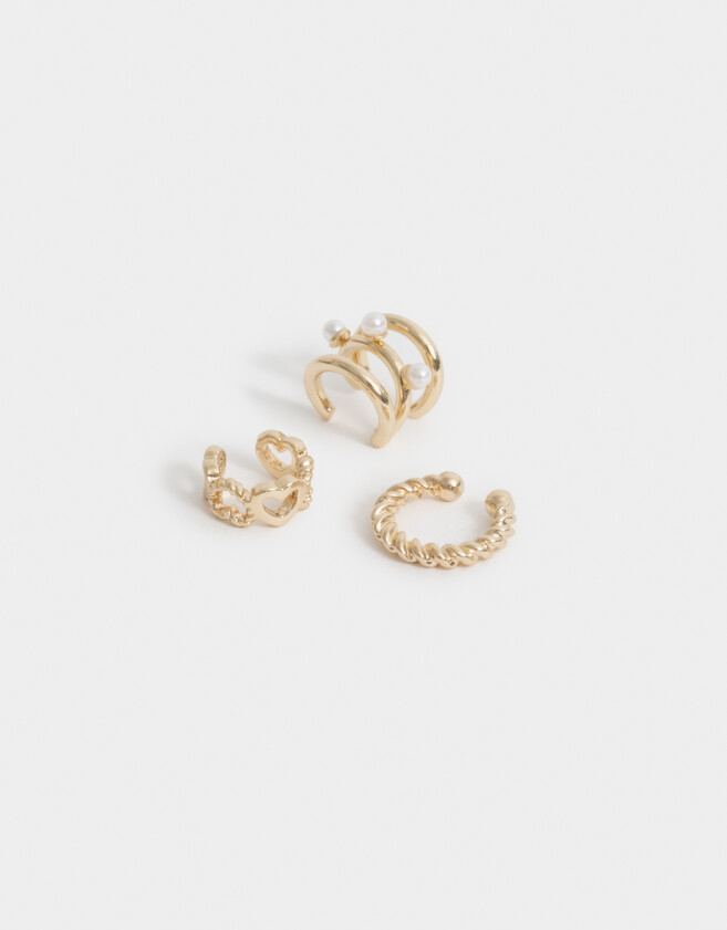 Bijou Cuff Con perlas Set De Mix Earcuff - Dorado