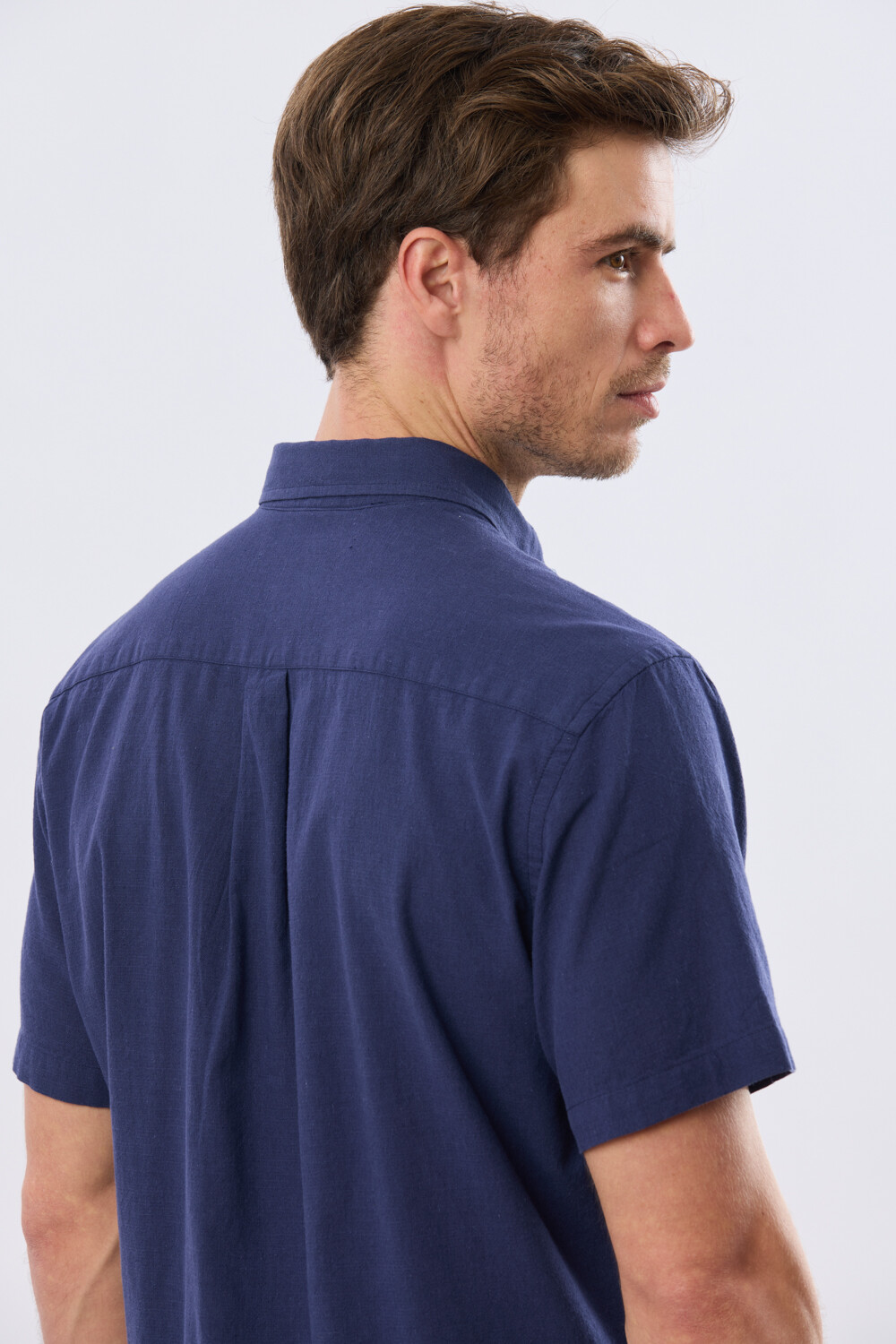 CAMISA LISA DE LINO Azul