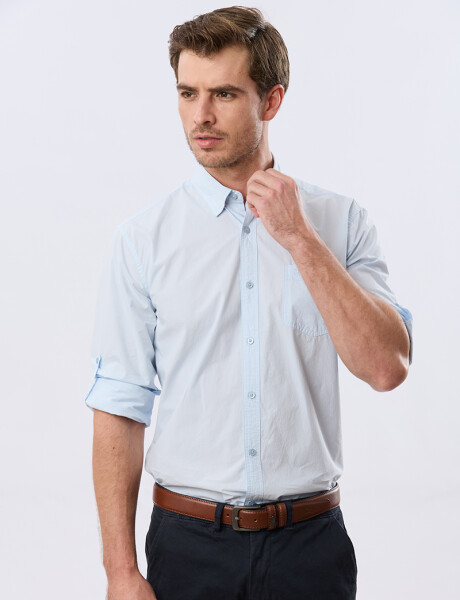 CAMISA CUADROS DE ALGODÓN Celeste
