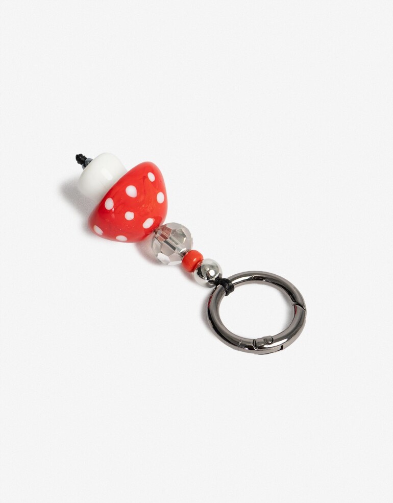 Llavero Acrilico Llavero Y Charm De Hongo - Rojo Medio