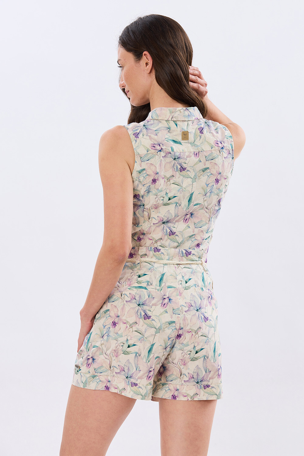 SHORT ESTAMPADO DE LINO Lila