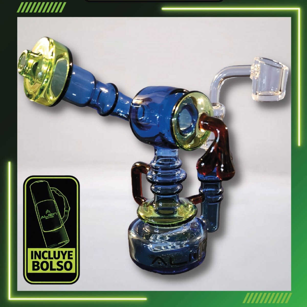 BONG ALIEN SUPREME MINI OIL RIG CON RECICLADOR 15CM - AL04 