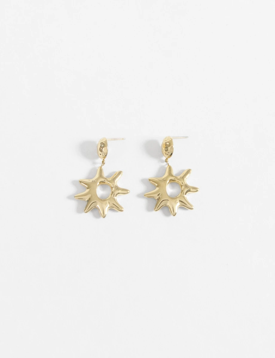 Aros acero con dije estrella - dorado 