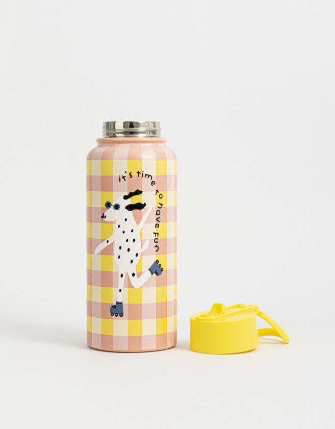 Accesorios Cocina Animalito Botella Metálica "it´s Time To Have Fun" - Combinacion Multicolor