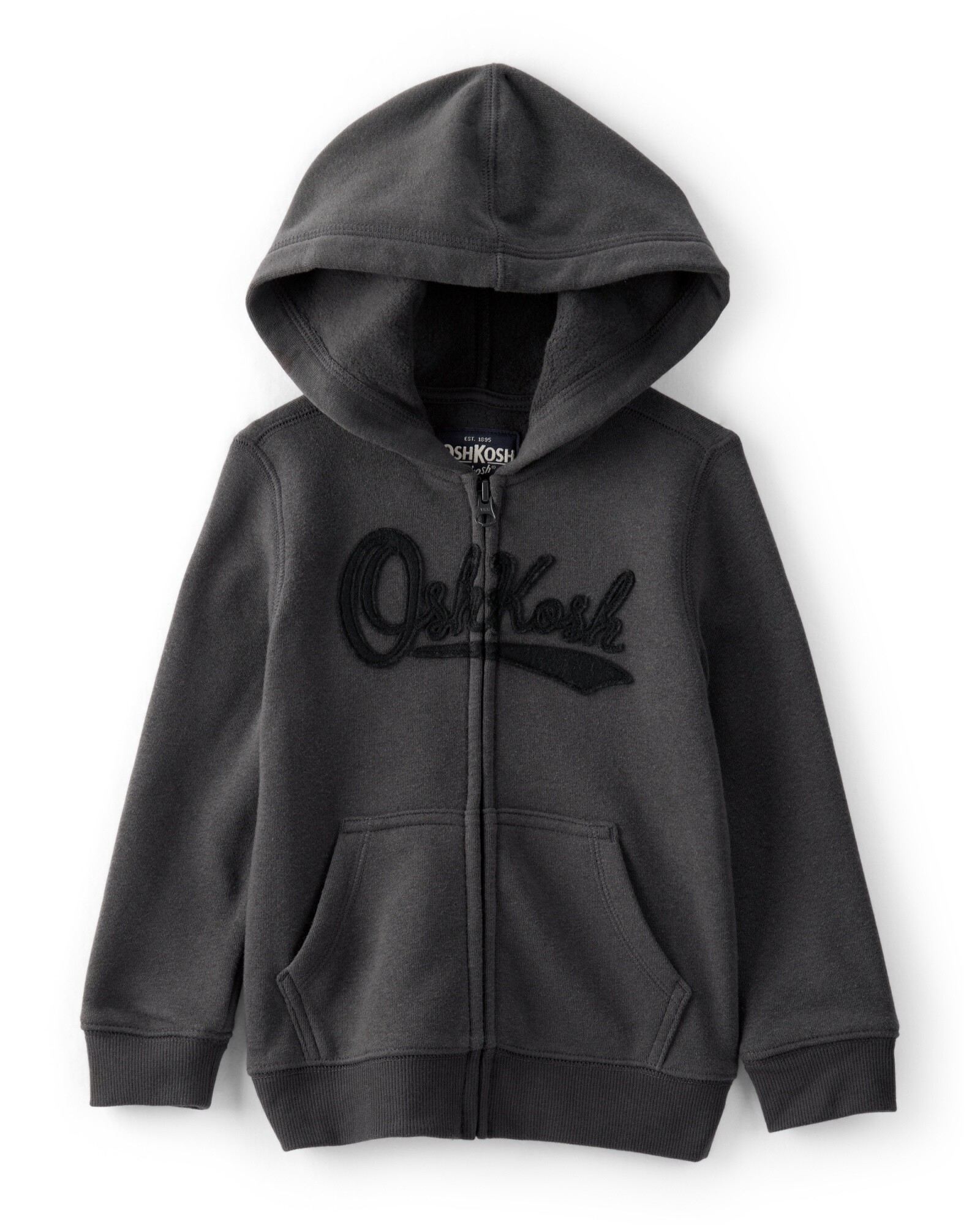 Campera de algodón con felpa, negra. Talles 2-5T Sin color