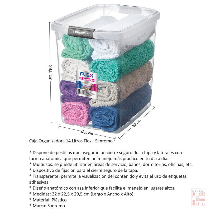 Caja organizadora 14 lts TRANSPARENTE