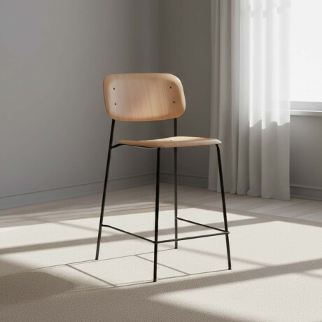 BUTACA TABURETE BAR MADERA NATURAL-BEIGE O´CONOR