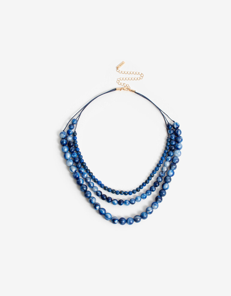 Collares Cortos Collar Corto Layer Beads - Azul Medio