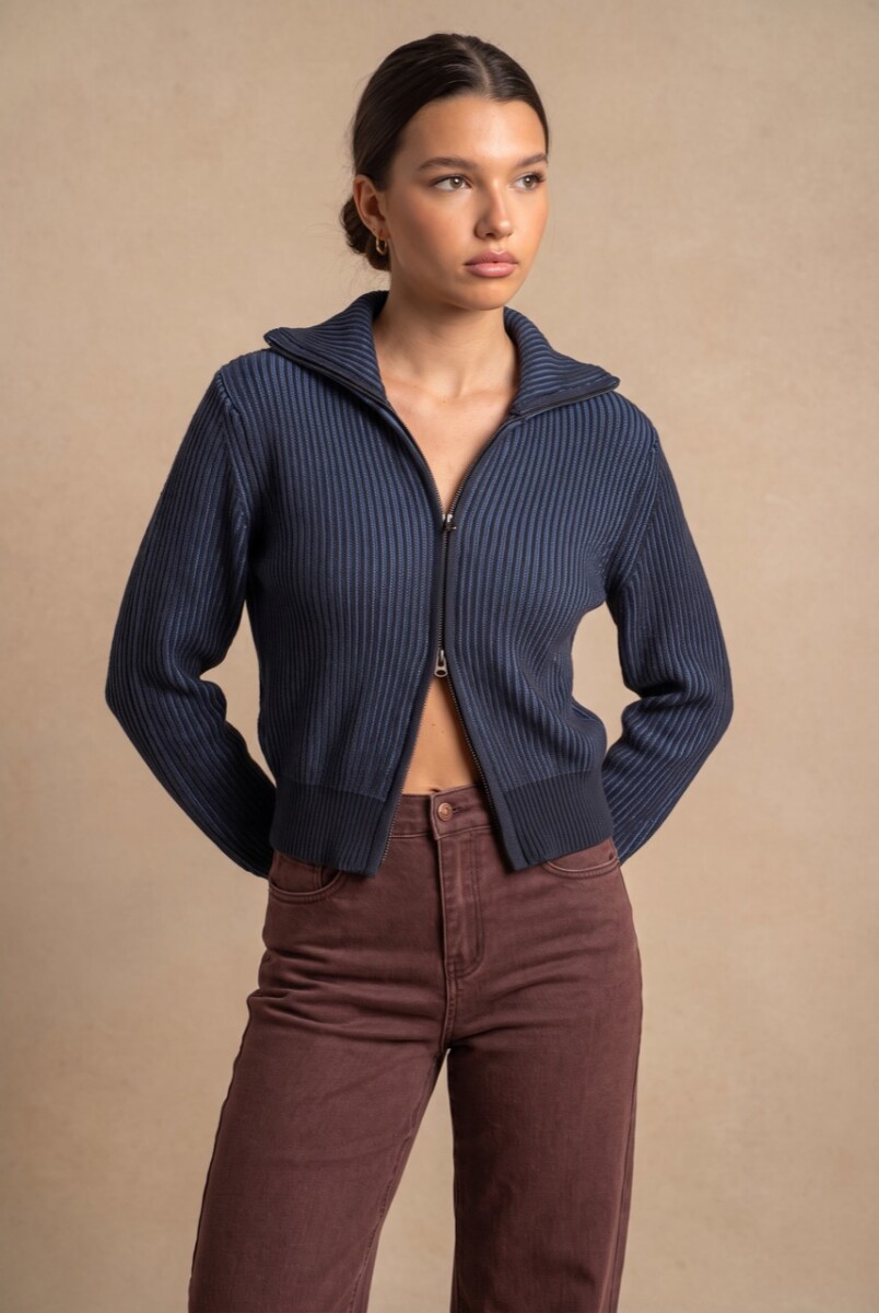 Campera Tejida Algodón - Azul 
