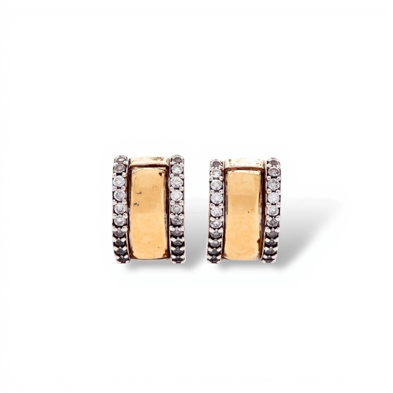 Caravanas Pendiente Zirconia-Plata y oro-Zirconia-CA5042 conpiedra