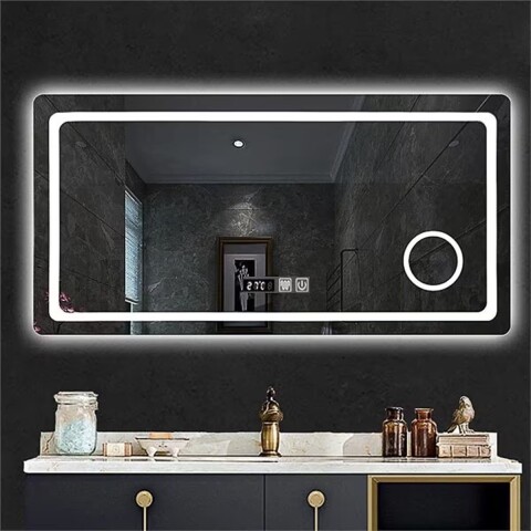 Espejo LED 100x60 con display desempañador y aumento Espejo Led 100x60 Con Display Desempañador Y Aumento
