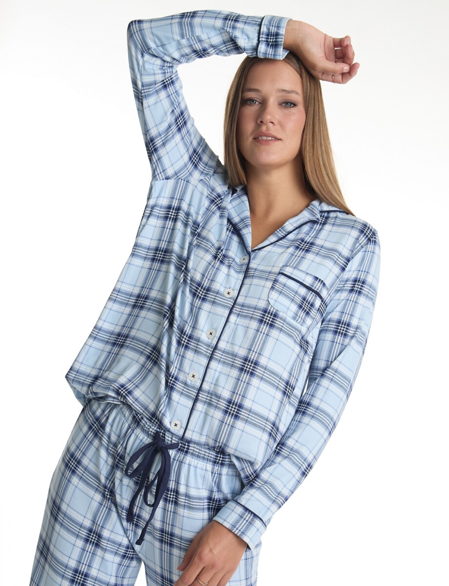Pijama Con Pantalon - Celeste/multi 