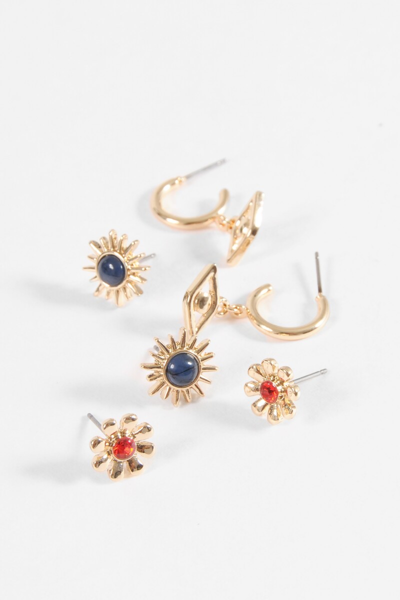 Set de caravanas con formas dorado