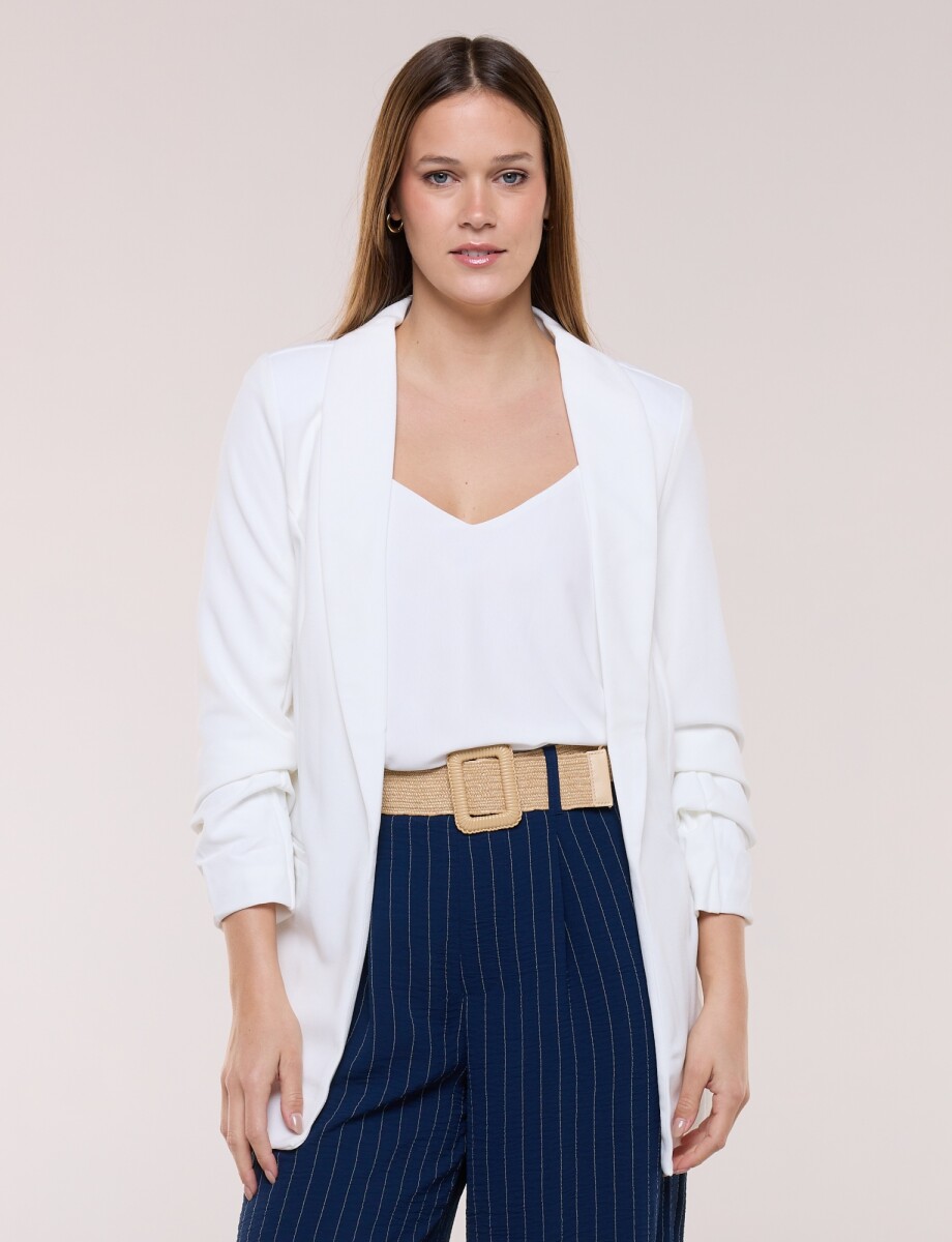 Blazer Crepe Manga Fruncida - Crudo 