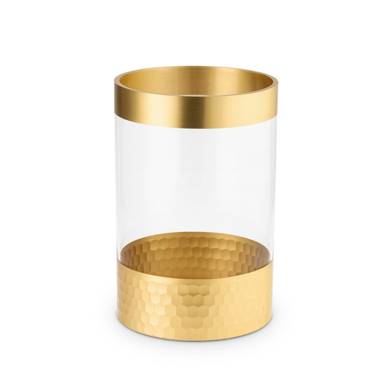 FLORERO VIDRIO TRANS. D15x25CM DORADO FLORERO VIDRIO TRANS. D15x25CM DORADO