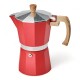Cafetera Italiana Espresso 6 Tazas Aluminio Rojo