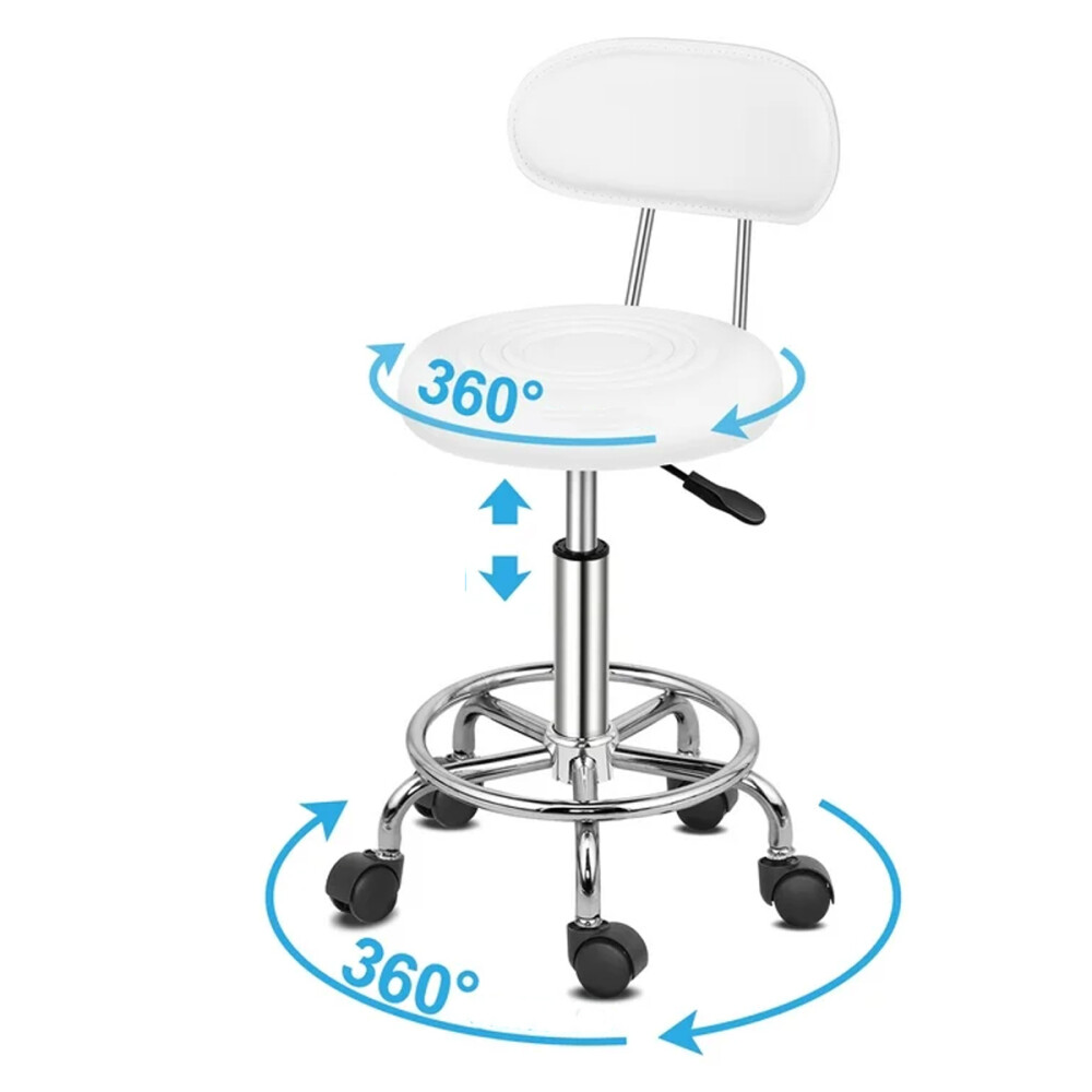 Banco Giratorio Con Respaldo Peluqueria Barberia Blanco