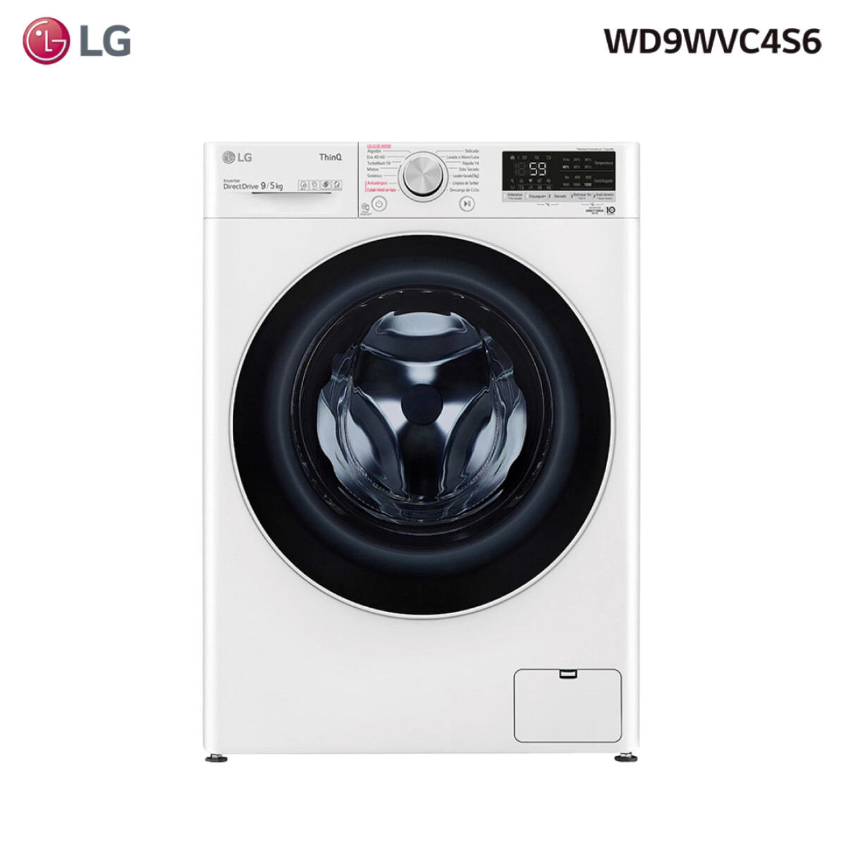 Lavasecarropas LG WD9WVC4S6 Carga Frontal 9KG - Blanco 