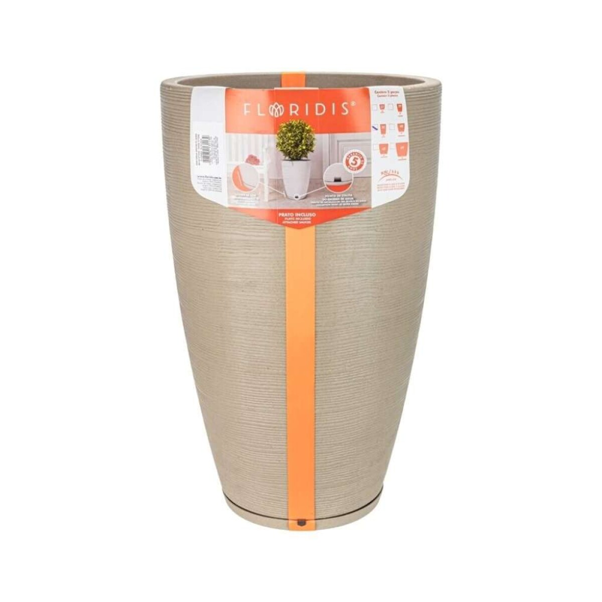 MACETA AMSTERDA GRAPHITO 35x65 EFECTO PIEDRA - BEIGE 