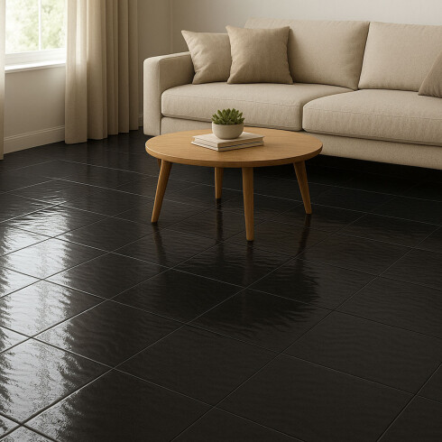 CERAMICA PISO 43X43 LISO NEGRO BRILLANTE DE MEDIANO FORMATO GAMAS DE NEGRO