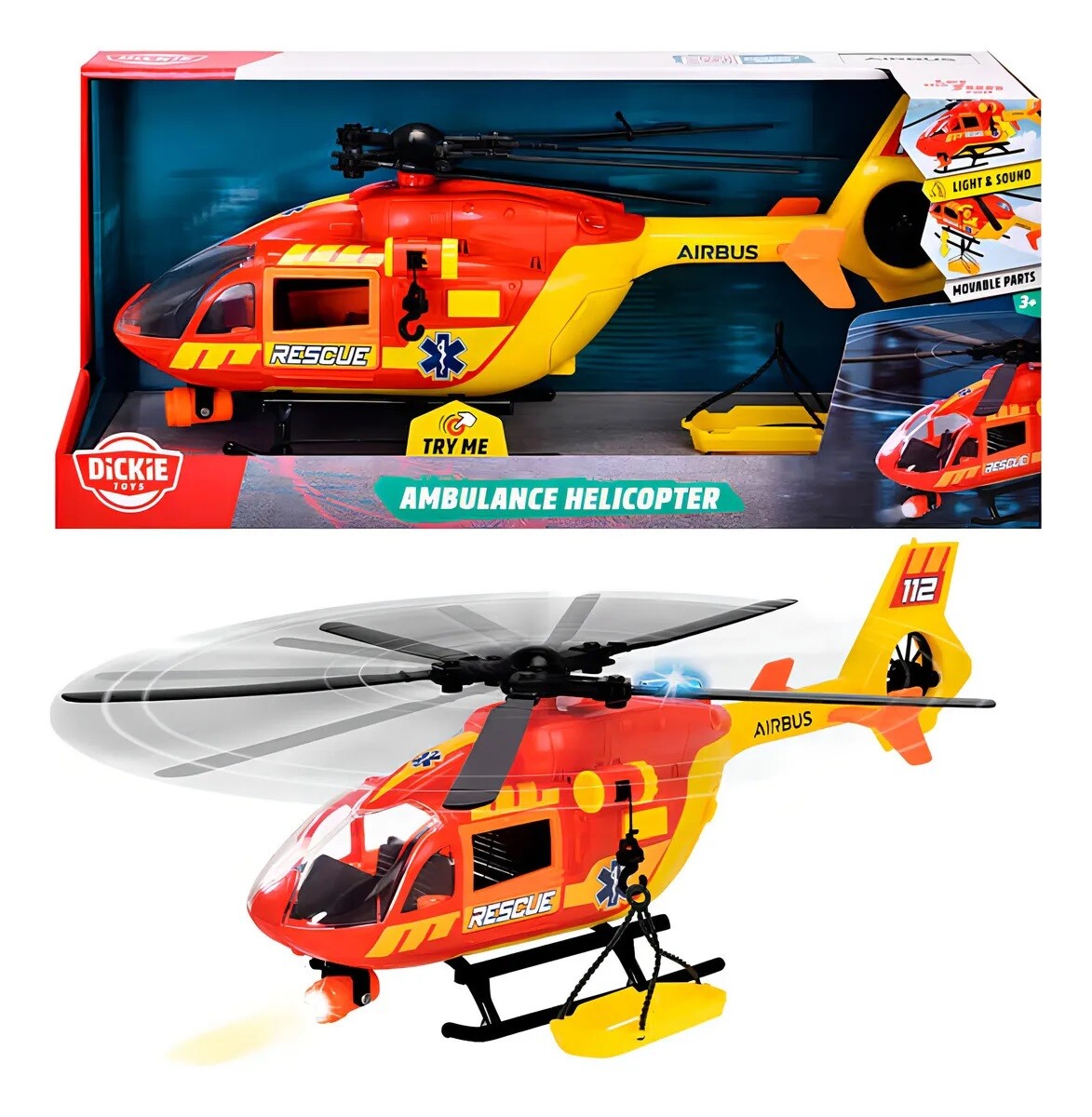 Helicóptero 14 3/16 pulgadas luces y sonidos 