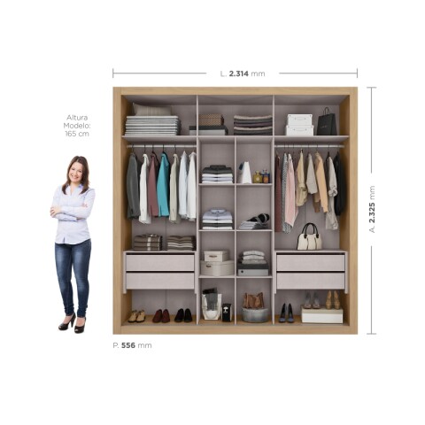 Ropero Armario Tripoli 2 Puertas Corredizas 4 Cajones Telescópicos - Marrón Ropero Armario Tripoli 2 Puertas Corredizas 4 Cajones Telescópicos - Marrón