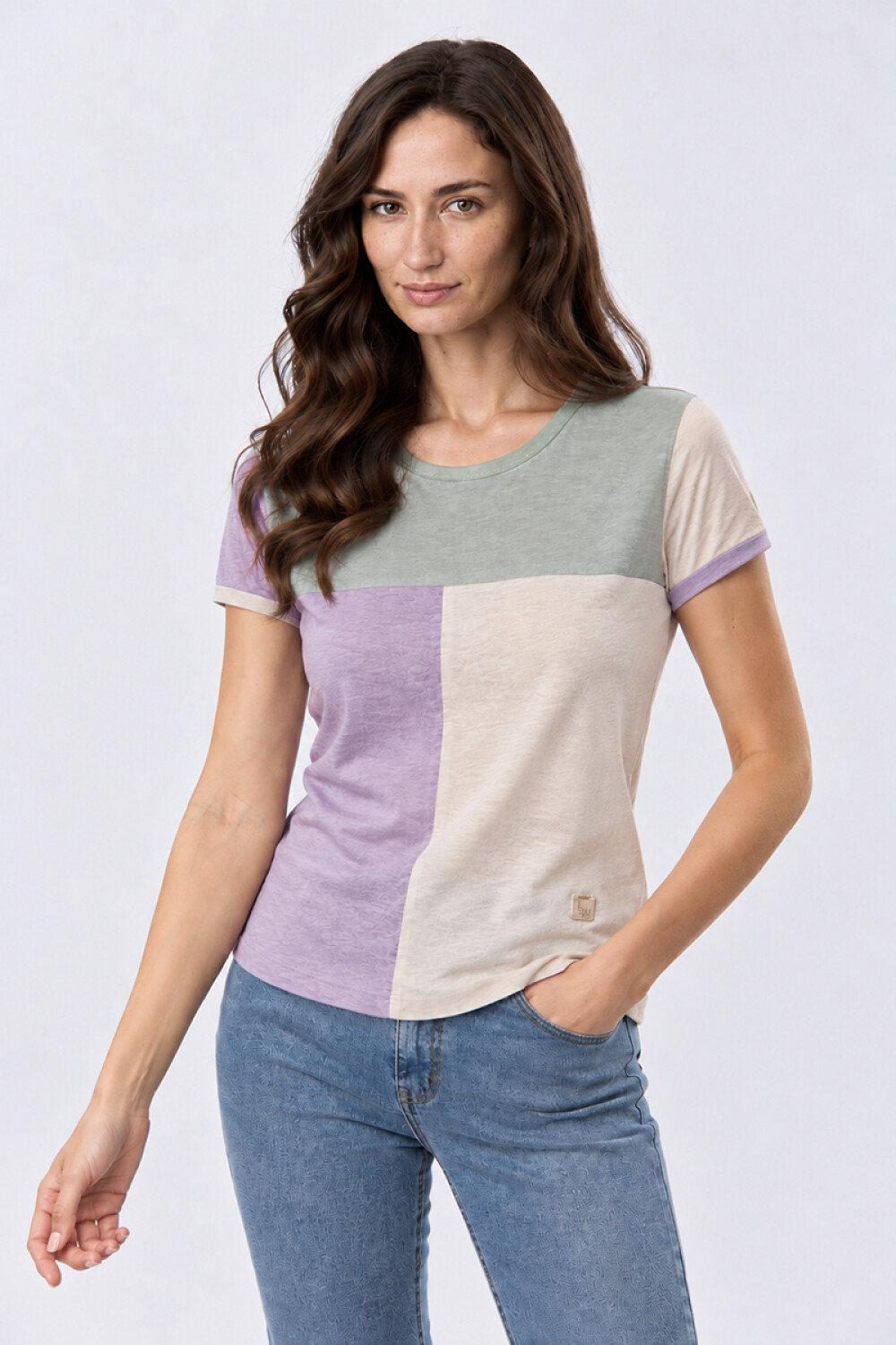 REMERA COMBINADA DE ALGODÓN Verde