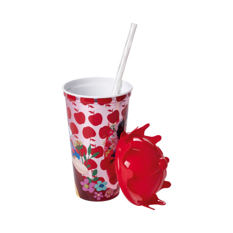 Vaso Plástico Milk Shake con Forma y Pajita Princesas Disney 500 ml ROJO
