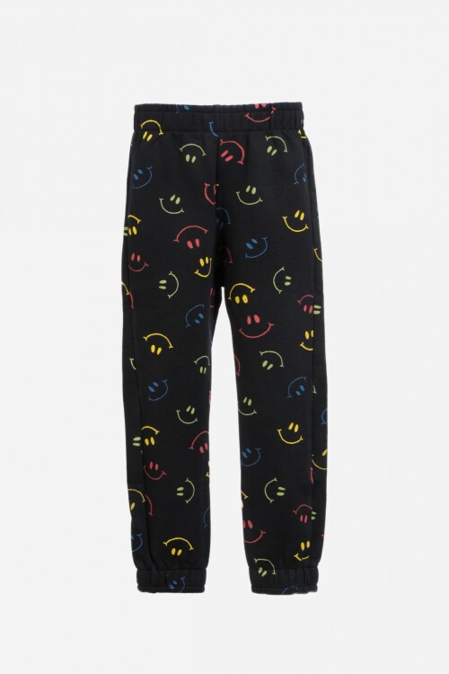 Jogger con puño NEGRO ESTAMPADO