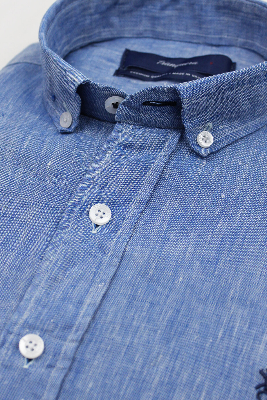 Camisa de Lino Celeste Oscuro