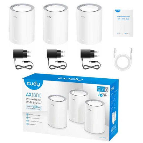 Sistema de Wifi Mesh Cudy Ax1800 Puertos Gigabit Pack de 3