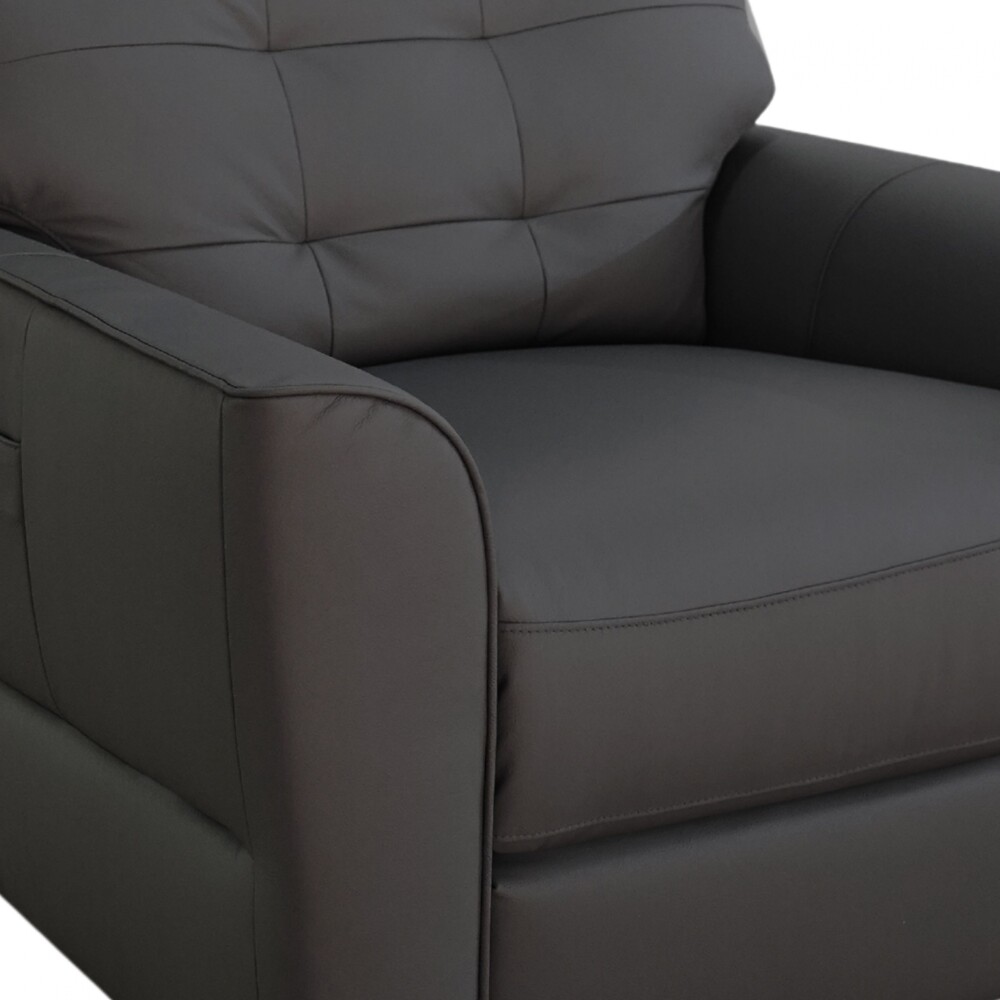 Butaca Reclinable 1 Cuerpo Eléctrica 100% Cuero - Aurora Gris Oscuro