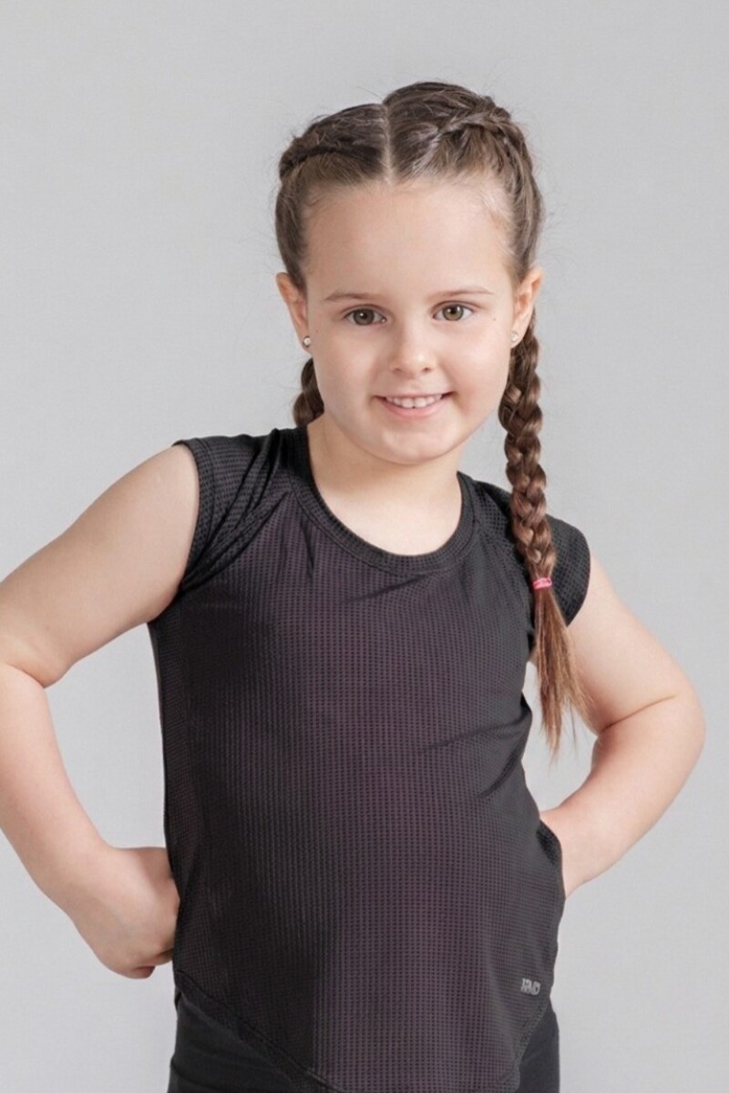 Remera Deportiva para Niñas. Negro