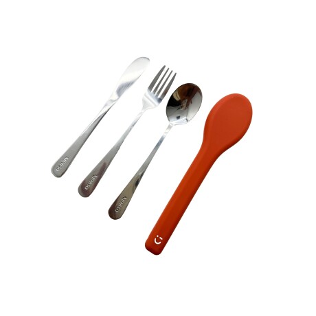 Cubiertos + estuche 3pcs naranja